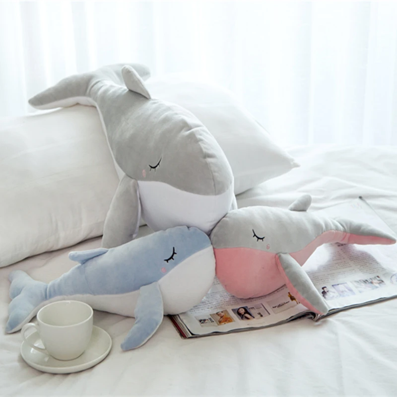 

New Lovely Sleeping Dolphin Plush Toy Soft Stuffed Cartoon Animal Whale Doll Nap Sofa Chair Pillow Cushion Kids Girlfriends Gift
