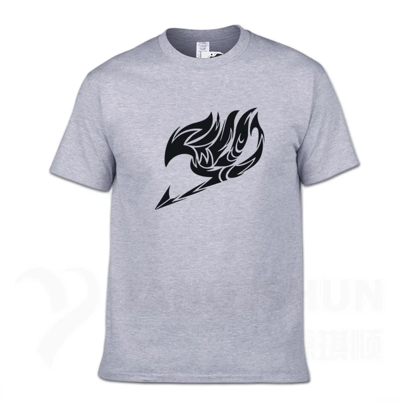 Gray 1 Boutique T-shirt Summer New Printed Fairy Tail T Shirts Men Anime T Shirts Short Sleeve O-neck Fashion T-shirt Cartoon Tops Tee - Color: Gray 1