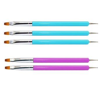 

5x Professional Nail Painting Brush Pen Double Head Acrylic Gel Polish Liner Nail Painting Brush Pen Blue And Purple