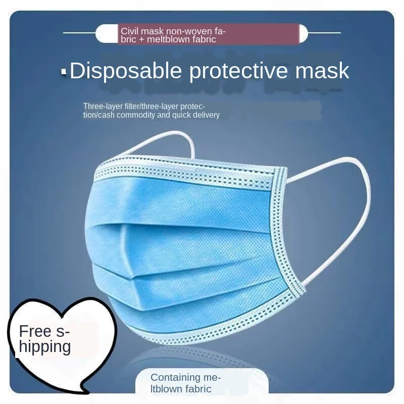

3 Layer Adult Disposable Masks Civil Masks Anti-Dust Nonwoven Plus Rong Pen Bu Masks