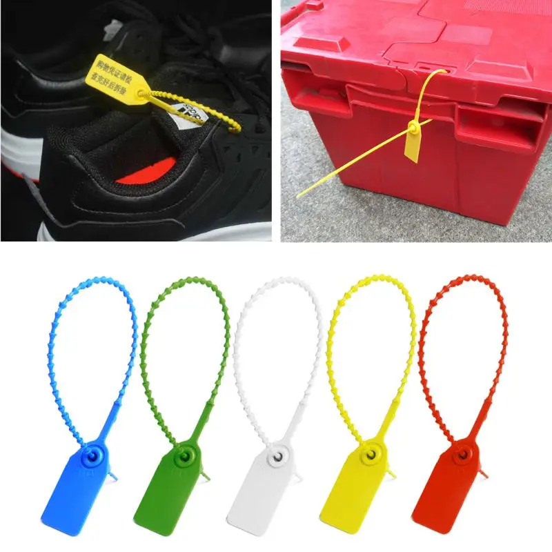

100Pcs Disposable Plastic Pull-Tite Security Seals Signage Numbered Self Locks
