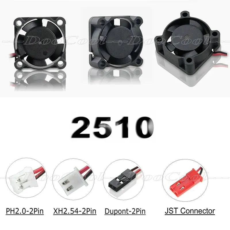 5 шт. Gdstime 25 мм 25x25x10 2Pin JST Dupont в 12 24 2510 втулка радиатор с шарикоподшипником мини