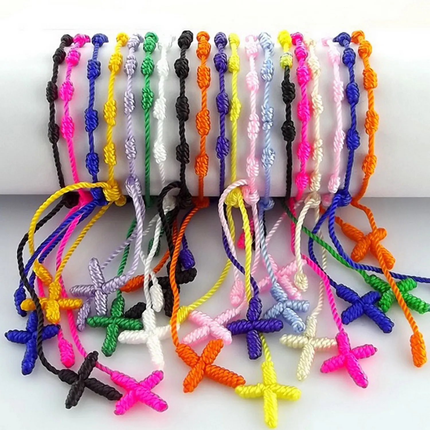 Wholesale120pcsHandmadeKnottedRosaryCrossFriendshipBraceletRosaryReligiousBracelets.jpg