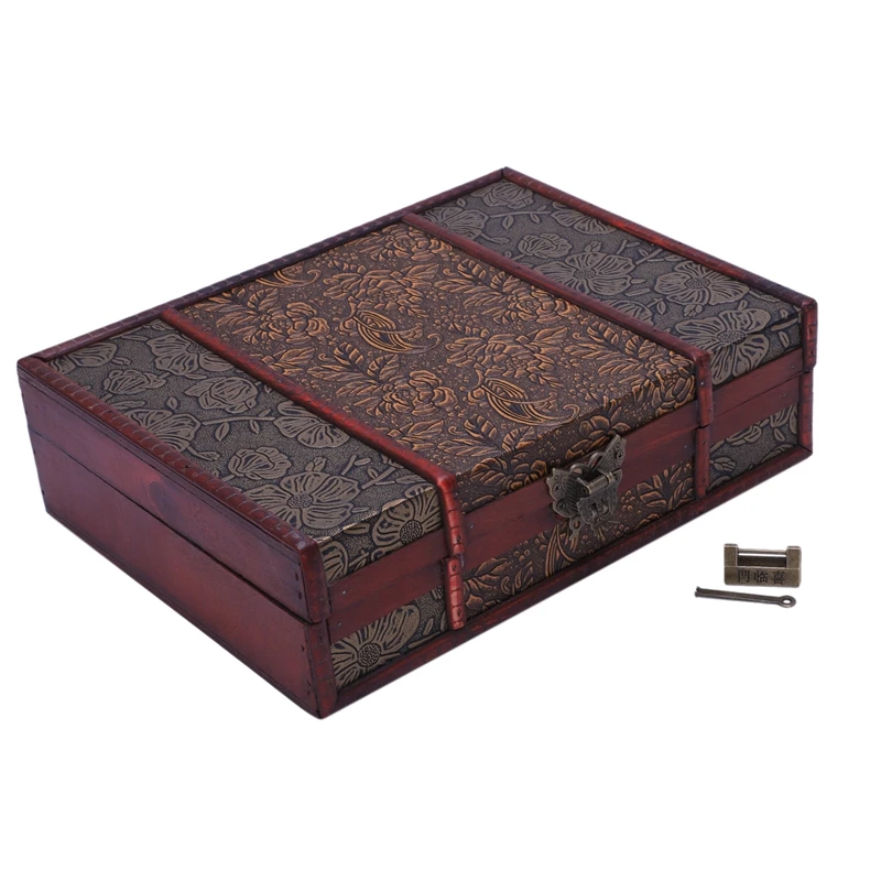 Деревянная коробка для хранения ювелирных изделий, большая винтажная деревянная коробка с металлическим замком, Свадебная подарочная упаковка, ручное украшение для рабочего стола