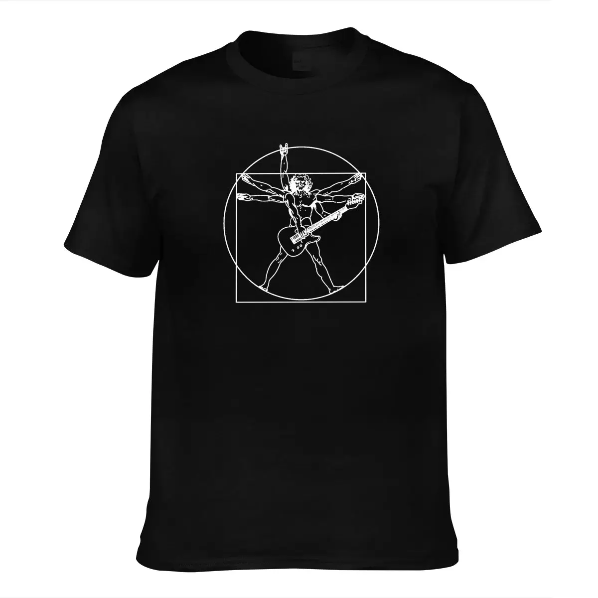 

Vitruvian Guitarist Mens Funny Guitar T-Shirt Electric Bass Acoustic Amp Player
