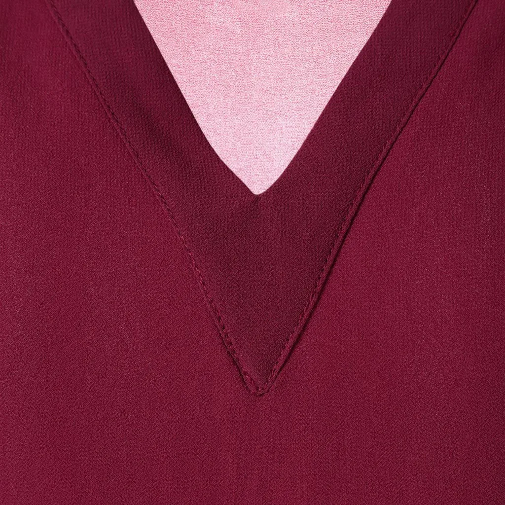 Maternity Solid Color Folded Sleeve Chiffon V-neck Blouse Women Pleated Long Sleeves Loose Chiffon Shirt for Women Tops 5XL