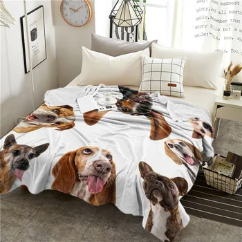 

3D Dog Velvet Throw Blanket Cozy Sherpa Plush Blanket for Couch Sofa Bed Cute Animal Bedspread Home Decor
