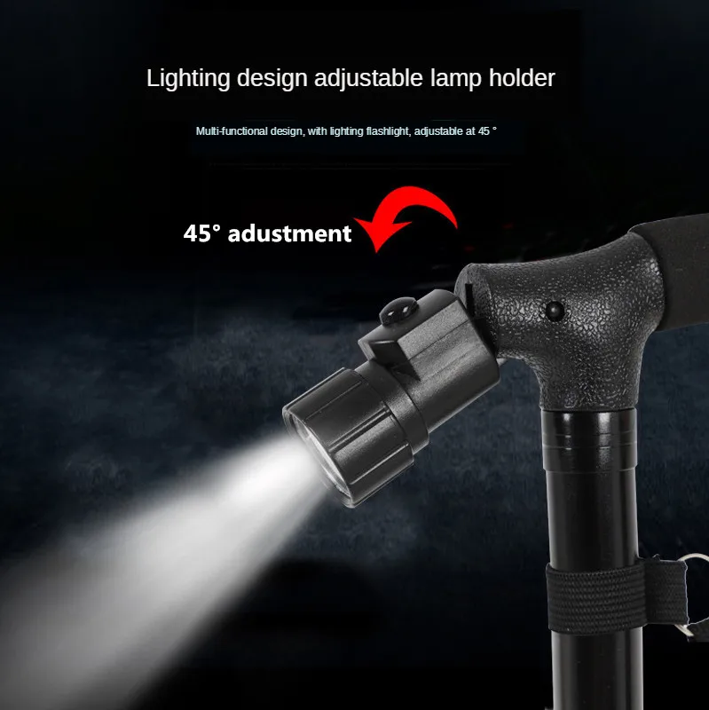 Double Handle Collapsible Telescopic Cane Folding Crutch LED Lightweight Safety Hiking Walking Stick Gifts for The Elder Parents 6