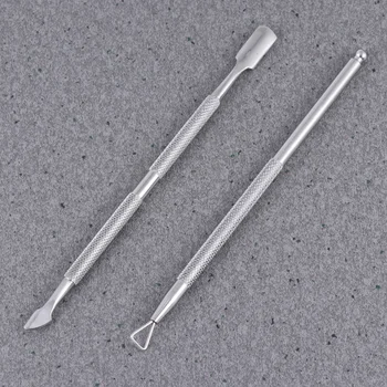 

2 Sets Double-end Cuticle Pusher Stainless Steel Nail Polish Cleaner Cuticle Remover Manicure Tools (Silver)