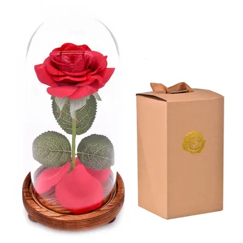 

Beauty And The Beast Romantic Simulation Rose Glass Cover Led Micro Landscapee SWWQ