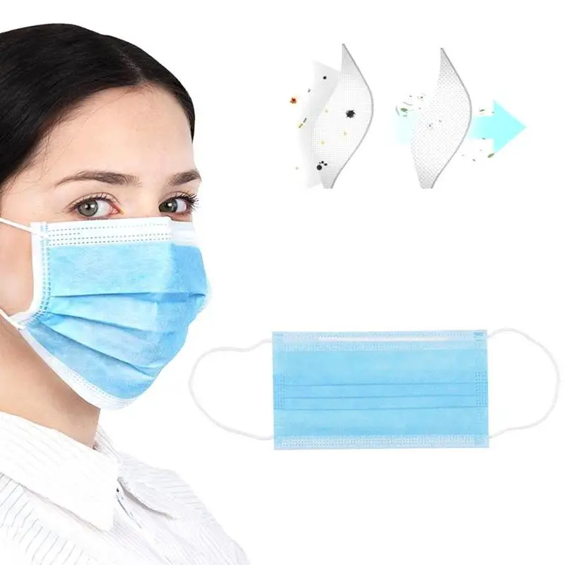 

100 PCS of three-layer filter non-woven masks to prevent virus ear hanging masks antibacterial anti-dust mask