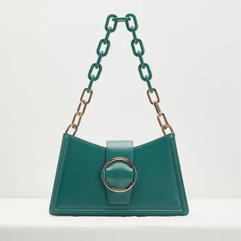 

Acrylic Chain Handbag Luxury Leather Underarm Shoulder Bag Baguette Shape Bag Fashion Bags For Women 2020 Designer Schoudertas