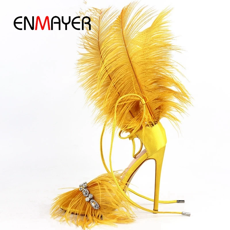 ENMAYER/Новое поступление женские вечерние туфли на шнуровке Zandalias De Verano Mujer очень