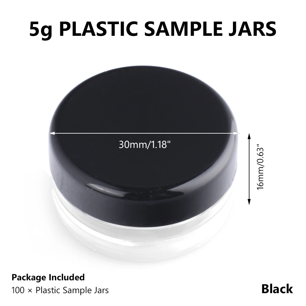 5g Black 100 шт./лот, 3 г, 5 г, пластиковая Косметическая пустая банка, контейнер для хранения геля для дизайна ногтей, порошка, бусина, круглые розовые инструменты для макияжа, портативные - Цвет: 5g Black