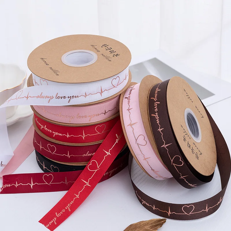 2 Yards 5 Yards 10 Yards Bronzing Heart Ribbon Threaded Flowers DIY Wrapping Paper Cake Baking Wrapping Ribbon