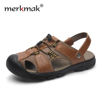 

Merkmak 2020 Outdoor Casual Sandals Leather Sandals Summer Men's Sandals Classic Men's Sandals Soft Roman Sandals Big Size 50