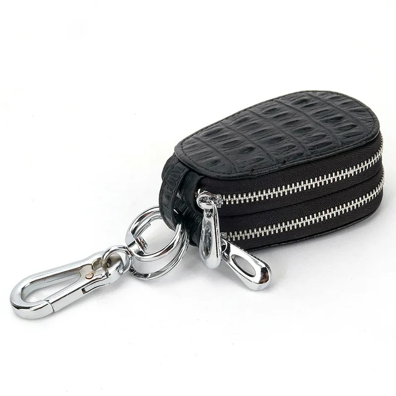 

High quality Cow Leather Women Key wallet Crocodile pattern Men Car key bag Double Layer key case Large Capacity Key holders