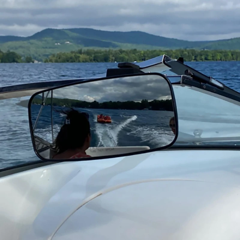 Universal Marine Rear View Mirror, for Ski Boats Pontoon Boat Watersport Watercraft Surfing Mirror Panoramic Mirror
