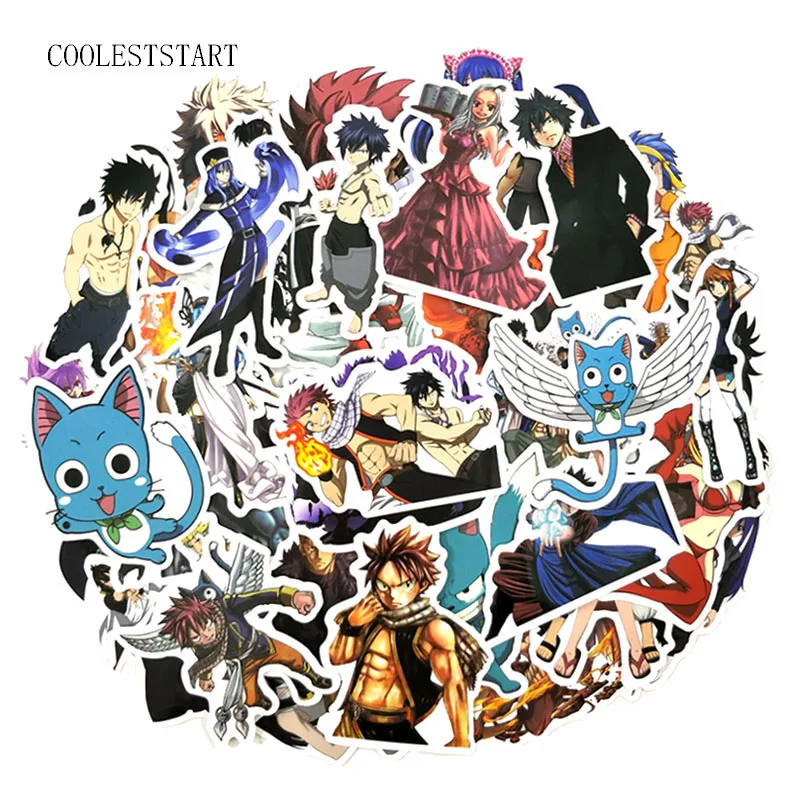 10/52Pcs/pack Fairy Tail Stickers Japanese Comics For Laptop Luggage Motorcycle Skateboard luggage Guitar Cute Style | Игрушки и хобби