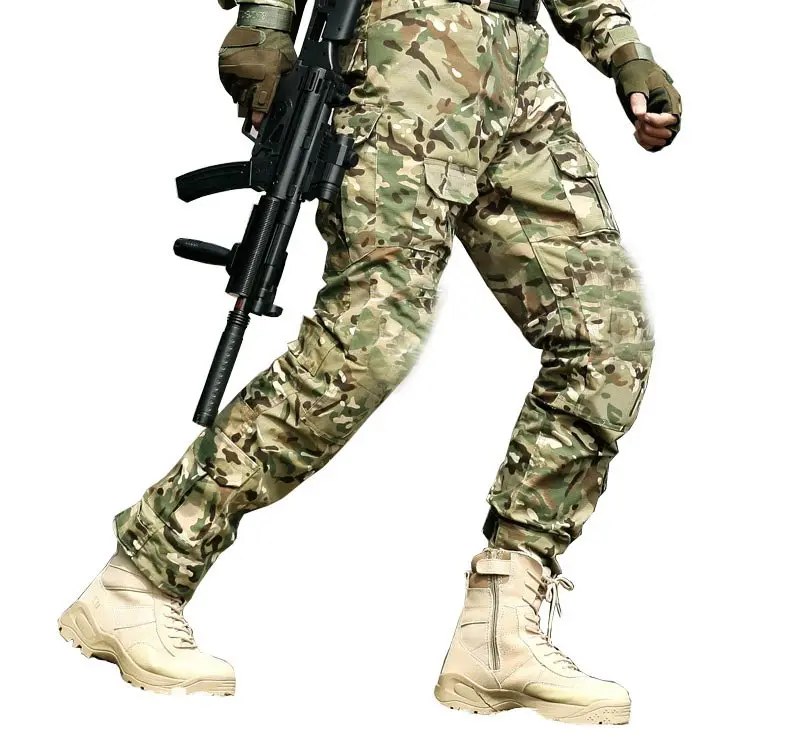 Военные армейские брюки с наколенниками страйкбол тактические брюки карго лесной Мультикам охотничий камуфляж брюки - Цвет: Only Pants