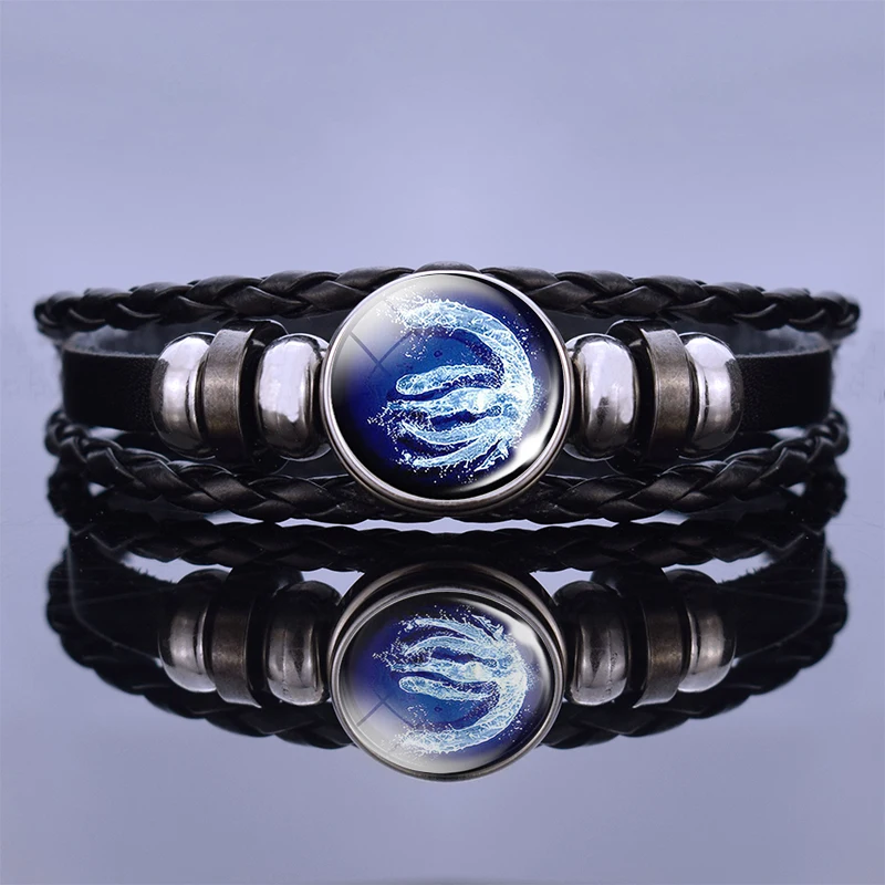 Black Leather Bracelet Avatar:The Last Airbender Fire Nation Logo Anime Bangles Jewelry Aang Prince Zuko Cosplay Christmas Gift - Окраска металла: as show