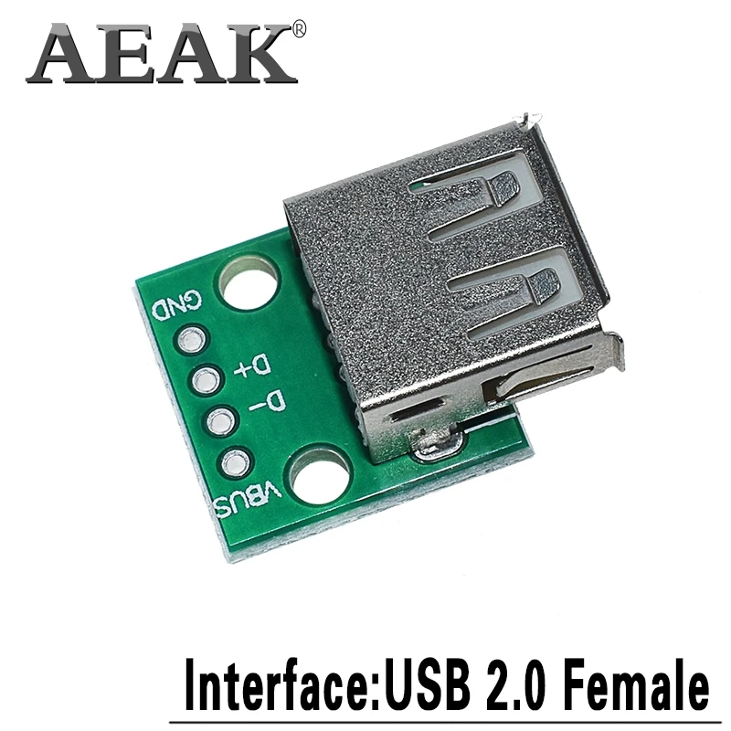 AEAK 5 шт. USB Мужской разъем/Мини MICRO USB для DIP адаптер гнездовой разъем 2,54 Разъем b type-C USB2.0 3,0 PCB конвертер