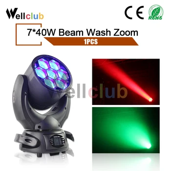 

7x40W Beam Moving Head Light Zoom Wash LED Dmx Moving Head Light Beam effect light party/bar/DJ/stage lighting