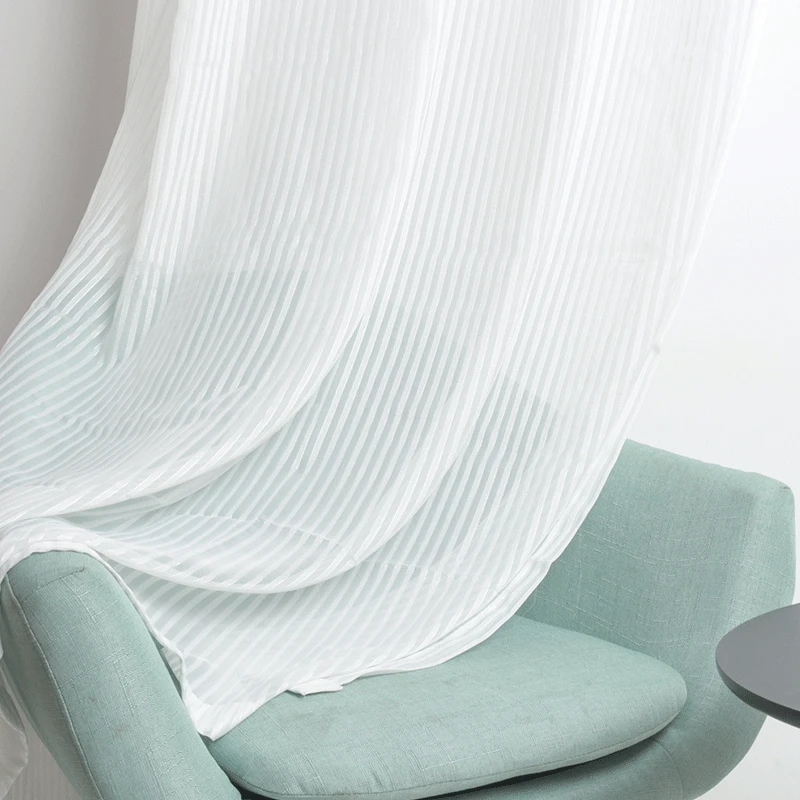

Customization Modern Stripe Tulle Curtains for Living Dining Room Bedroom Simple Curtains White Tulle Finished Curtains