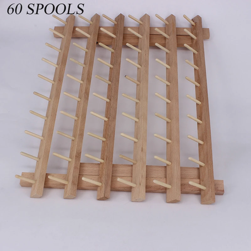 60 Spool Wood Sewing Thread Stand Organizer Craft Embroidery Storage Holder Rack 