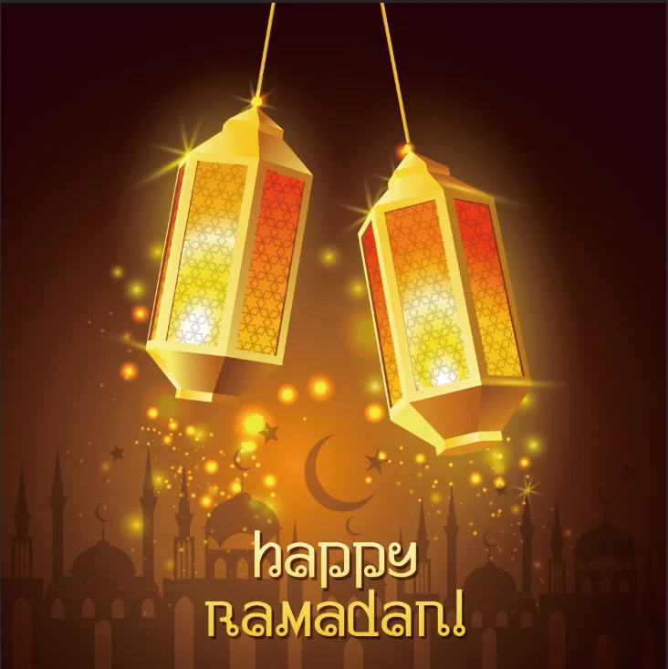 

10x10ft Happy Ramadan Kareem Golden Lights Custom Photo Studio Seamless Background Solid One Piece Backdrop vinyl 300cm x 300cm
