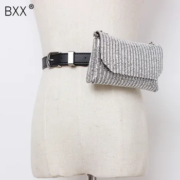 

[BXX] Women's Single Shoulder Crossbody Bag All-match Flap 2020 Personality Rhinestone Diamond Chain Chest Waist Bag HG635