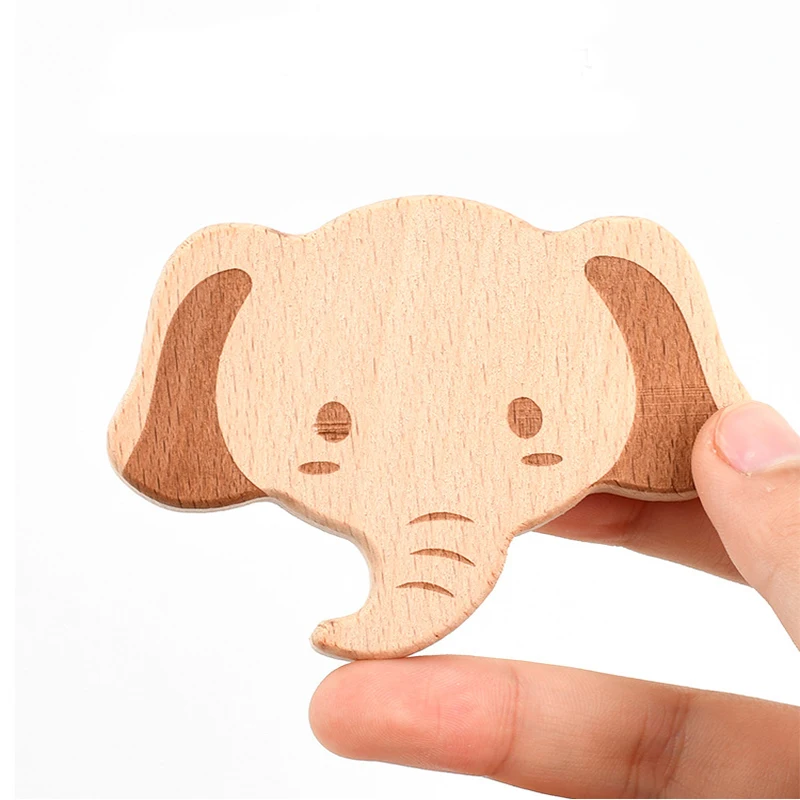 Baby Soothing Grasping Hand Holding Wooden Rattle Early Education Wood Set Infant Educational Toy Cartoon Animal Shape