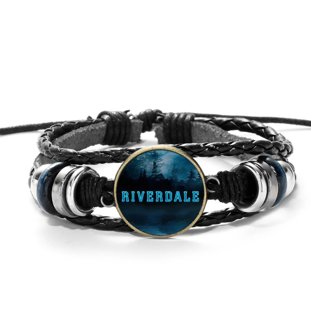 Style 10 SONGDA ТВ серии ривердейл черный кожаный браслет южная сторона Serpents Jughead Jones модный печатный браслет со стеклянным кулоном для фанатов - Окраска металла: Style 10