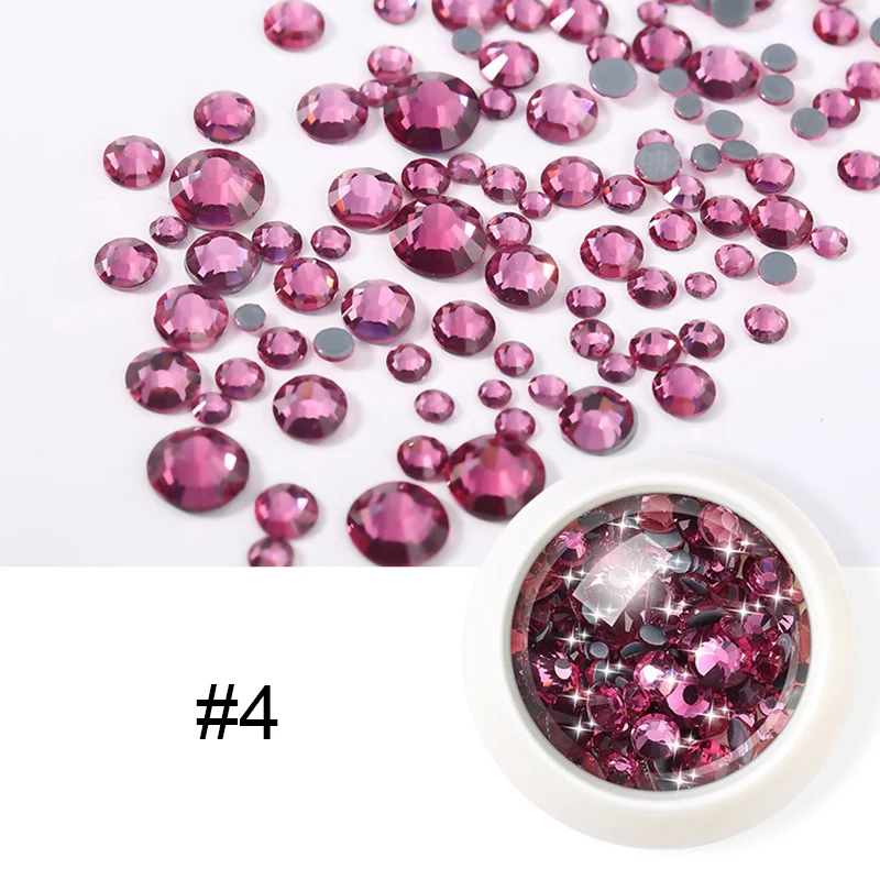 1 Box Nail Rhinestones Red Colorful Flat Bottom Mixed Size Nail Art Beads DIY Manicure 3D Nail Art Decorations 30 Colors - Цвет: 4