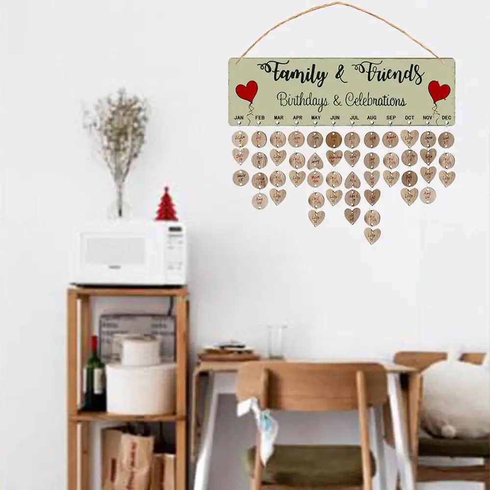 

100pcs Chritsmas Birthday Gift Special Days Reminder Board Birch Ply plaque Sign Family Home Hanging Decor Wooden Calendar