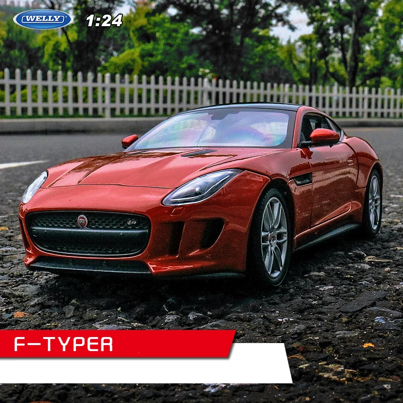 WELLY 1:24 Jaguar F-type модель автомобиля из сплава Модель автомобиля украшение автомобиля коллекция Подарочная игрушка Литье под давлением модель мальчика - Цвет: F-TYPER