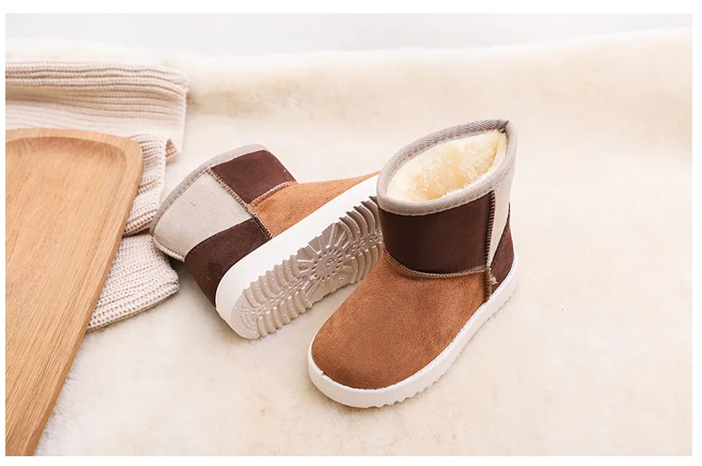Children Lovely Candy Color Suede Splicing Snow Boots for Boys Girls Thickening Fur Warm Non Slip Comfortable Winter Kids Boots