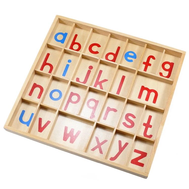 Carta com Caixa Letra do Alfabeto de Madeira Brinquedos para Crianças Montessori Brinquedos Língua Instruções Atividade Pequena Azul Vermelho 4 ???-3.1_??