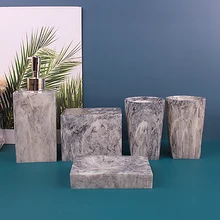  Marble Resin Bathroom Set Bathroom 5-piece Set Bathroom Supplies Wash Kit Lotion Bottle Mouth Cup Toothbrush Holder Soap Dish 
