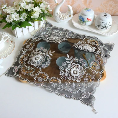 Fekete Európai Csipke Hímzés Flitter Medál Plakemat Hálószoba Tanulás Asztali Csésze Szőnyeg Kis Bútorok Élelmiszer Borító Párolék - Image 3