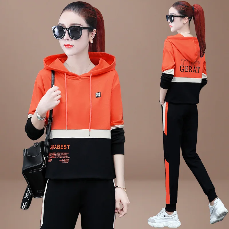 

Casual WOMEN'S Suit Spring And Autumn 2020 New Style Fashion Large Size Loose-Fit Long-sleeved Sweater Two-Piece Set Running Spo