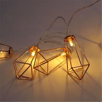 

10/20 LEDS Iron Shelf Diamond Drop Battery Box Light String Christmas Holiday Wedding Party Home Decoration Night Light YK11