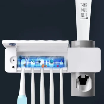 

Automatic Toothpaste Dispenser Wall Mounted bathroom Electric UV Toothbrush Holder with 5 Toothbrush Sterilizer Slots