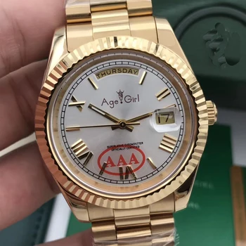 

Classic New Men Daydate Gold Silver Black Blue Green Automatic Mechanical Stainless Steel Sapphire Day-date Watch Rome 41mm