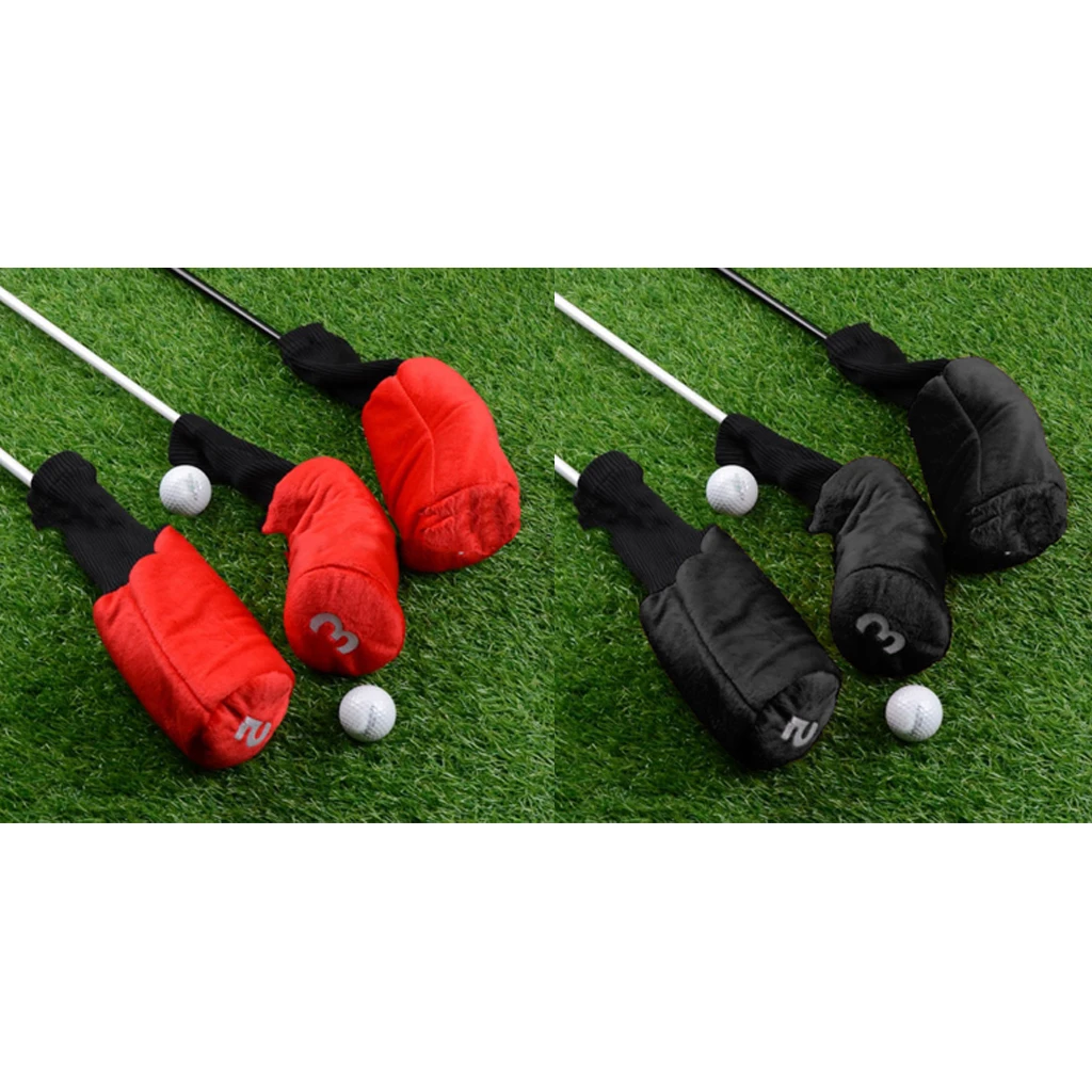 2 Set Long Neck Golf Club Head Cover Wood Driver Headcover Sleeve Bag with Number Print (1,3,5)
