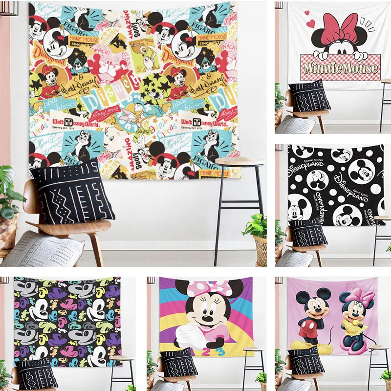 Cartoon Wall hanging Tapestry Disney Mickey Minnie Mouse Pattern Mandala Tapestry Carpet Children Baby Kids Bedroom Home Decor