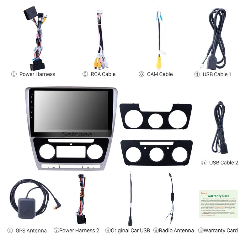 Seicane 10," Android 9,0/8,1 автомобильный мультимедийный плеер для Skoda Octavia 2007 2008 2009 2010- Поддержка рулевого колеса управления