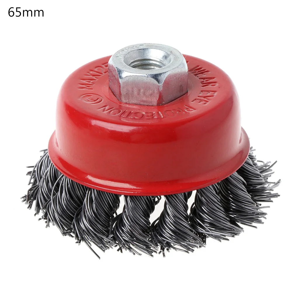 Diameter 65mm(2.5in) М10 проволочная чаша для полировки проволоки из нержавеющей стали с отверстием 10 мм витая проволока Форма колеса для полированного приспособления для удаления ржавчины - Цвет: Diameter 65mm(2.5in)