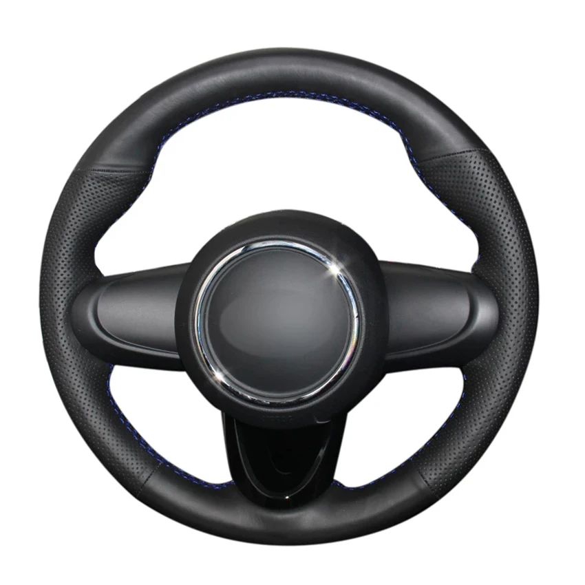 Black Artificial Leather Hand-stitched No-slip Car Steering Wheel Cover ...