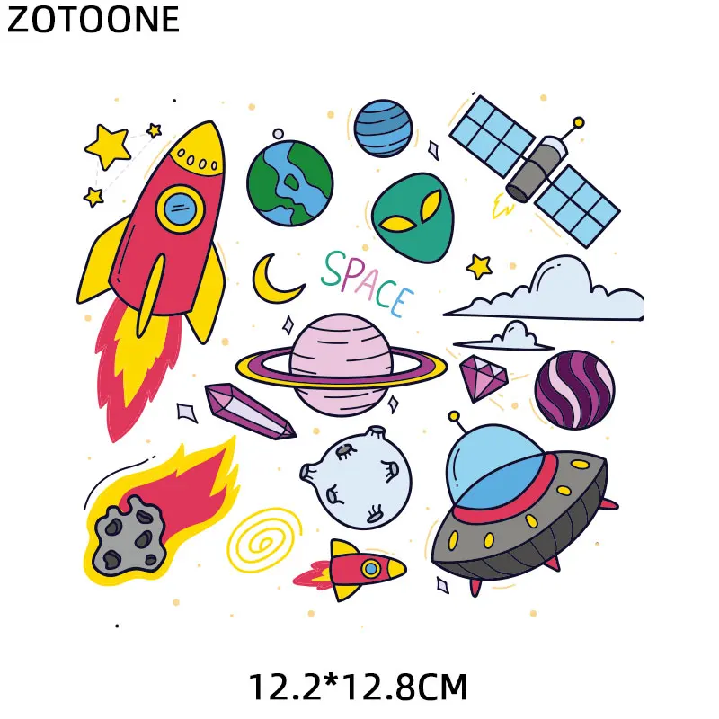 ZOTOONE мультфильм ракета патчи для детей утюжок на космосе наклейка переводки